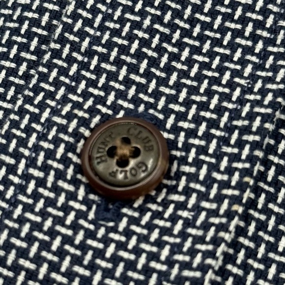 Hunt Club Men’s Navy White Basketweave Casual Button Down Golf Shirt Large - Picture 7 of 12